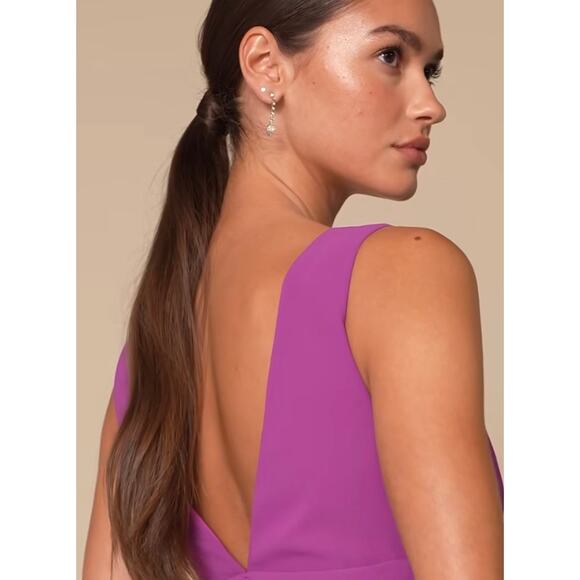 LuLusw Celebration Time Purple Sleeveless Tiered Midi Dress Sz L # - Picture 4 of 4